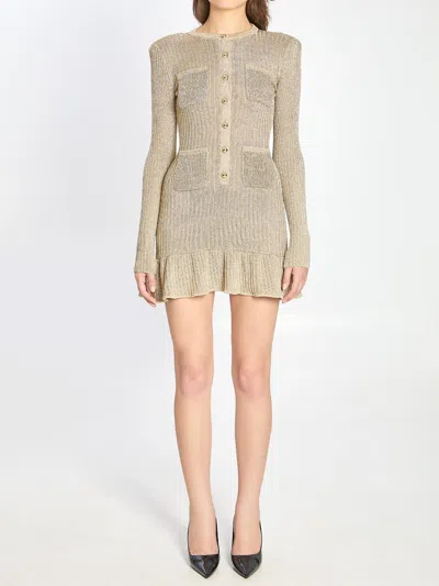 Self-portrait Gold Mini Dress In Neutral