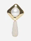 Self-portrait Gold Pearl Crystal Bar Earrings