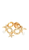 Self-portrait Gold Pearl Shell Charm Bracelet In Gold