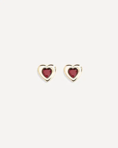 Self-portrait Gold Red Heart Earrings In Multi