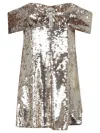 SELF-PORTRAIT GOLD SEQUIN OFF SHOULDER MINI DRESS