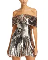 Self-portrait Self Portrait Short Dress With Off The Shoulders In Gold