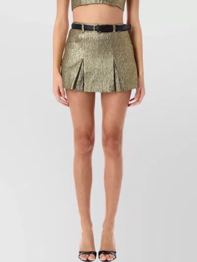 SELF-PORTRAIT GOLD SKORT WITH METALLIC JACQUARD FABRIC