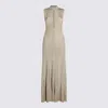 Self-portrait Womens Gold Sleeveless Buttoned Lurex Knit Maxi Dress In Neutral