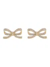 Self-portrait Golden Crystal Bow Stud Earrings In Gold