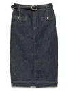 Self-portrait Indigo Denim Midi Skirt In Animal Print