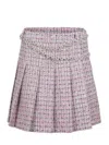 Self-portrait Mini Skirt With Pink Bouclé Crystal Belt In Pink