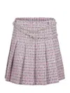 Self-portrait Mini Skirt With Pink Bouclé Crystal Belt In Purple