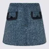 Self-portrait Light Blue Mini Skirt With Patch Pockets In Blue