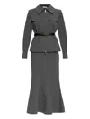 Self-portrait Long Sleeve Dress In Gray