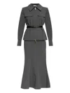 Self-portrait Long Sleeve Dress In Gray