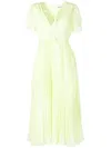 Self-portrait Green Chiffon Midi Dress In Green