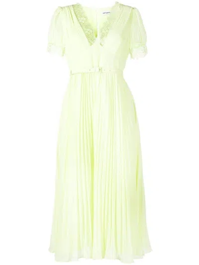 Self-portrait Green Chiffon Midi Dress