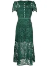 Self-portrait Green Cord Lace Midi Dress In Green