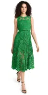 Self-portrait Embellished Lace Midi Dress In Green