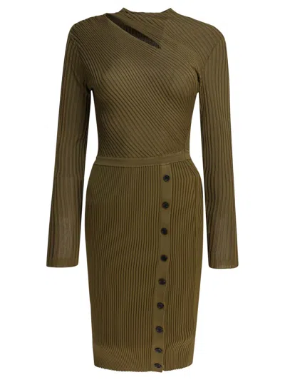 Self-portrait Green Mini Dress With Cut-out Design
