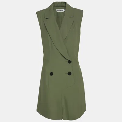 Pre-owned Self-portrait Green Twill Double Breasted Jumpsuit S