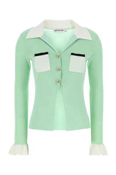 SELF-PORTRAIT GREEN VISCOSE BLEND CARDIGAN