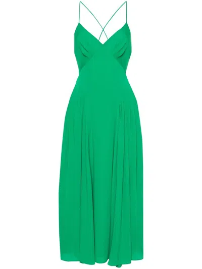 SELF-PORTRAIT GREEN VISCOSE MIDI DRESS,SS24.195M