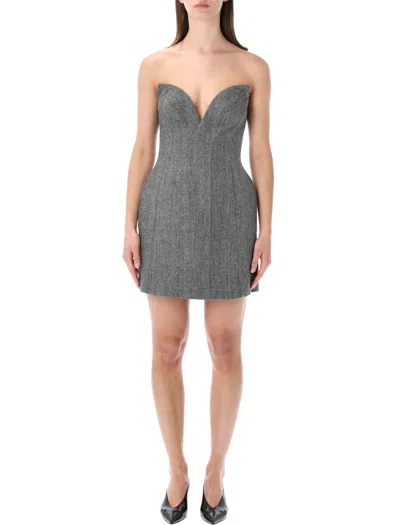 Self-portrait Grey Bandeau Mini Dress In Multi