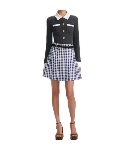 Self-portrait Cardigan With Contrasting Collar In Black