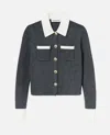 Self-portrait Self Portrait Women Wool Blend Cardigan With Contrasting Collar
