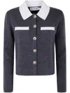 Self-portrait Grey Contrast Collar Cardigan