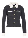 Self-portrait Grey Contrast Collar Cardigan