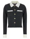 Self-portrait Self Portrait Women Wool Blend Cardigan With Contrasting Collar In Black