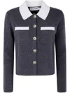 Self-portrait Self Portrait Cardigan With Contrasting Collar In Gray
