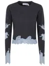 Self-portrait Grey Contrast Lace Jumper In Gray