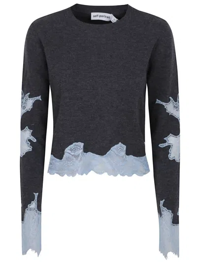 SELF-PORTRAIT GREY CONTRAST LACE JUMPER