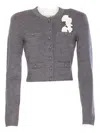 Self-portrait Grey Crochet Flower Cardigan Clothing In Gray