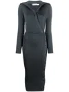 Self-portrait Grey Knit Midi Dress In Multi