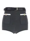 Self-portrait Ribbed Stretch Viscose Blend Shorts With Contrast Trim