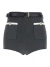 Self-portrait Ribbed Stretch Viscose Blend Shorts With Contrast Trim