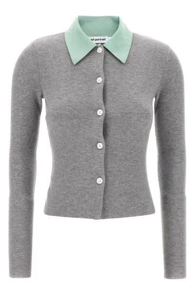 SELF-PORTRAIT SELF PORTRAIT 'GREY MERINO WOOL' CARDIGAN
