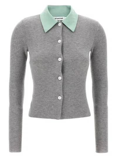 SELF-PORTRAIT SELF-PORTRAIT 'GREY MERINO WOOL' CARDIGAN