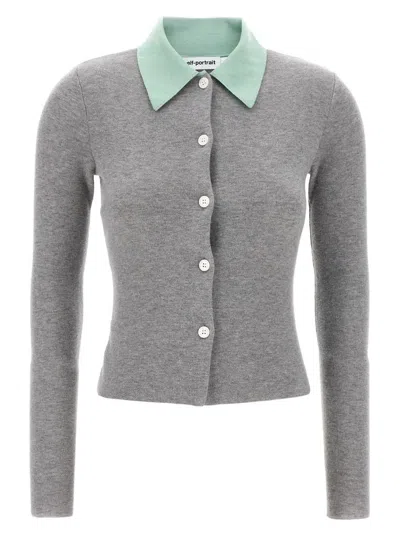 SELF-PORTRAIT SELF-PORTRAIT 'GREY MERINO WOOL' CARDIGAN