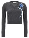 Self-portrait Floral Wool And Cashmere Sweater In Grey
