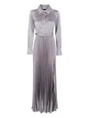 Self-portrait Pleated Shirt Maxi Dress In Gray