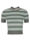 Self-portrait Striped Sweater With Crystal Trim In Animal Print