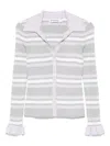 Self-portrait Self Portrait Women Grey Ribbed Knit Striped Cardigan In Multi