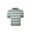 Self-portrait Striped Sweater With Crystal Trim In Gray