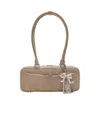 Self-portrait Grey Suede Baguette Shoulder Bag With Charm