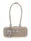 Self-portrait Grey Suede Baguette Shoulder Bag With Charm
