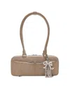 Self-portrait Grey Suede Baguette Shoulder Bag With Charm In Multi