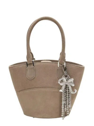 Self-portrait Grey Suede Charm Tote