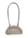 Self-portrait Grey Suede Mini Shoulder Bag With Charm