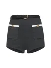Self-portrait Ribbed Stretch Viscose Blend Shorts With Contrast Trim